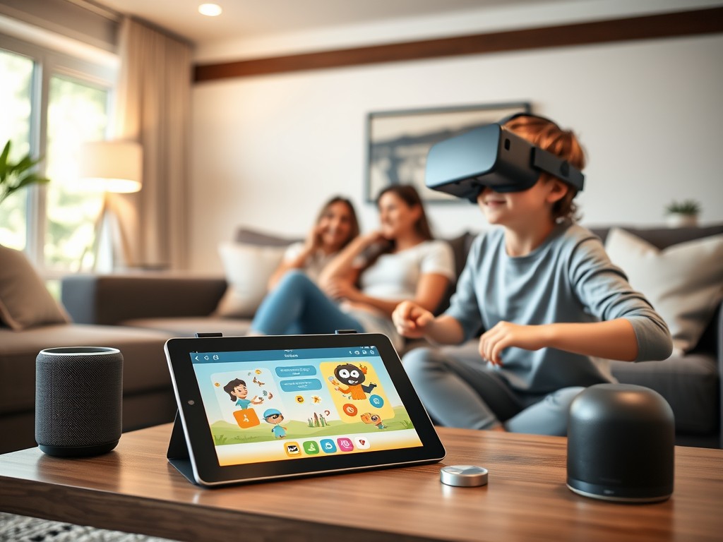 Image highlighting the integration of latest gadgets into everyday home life, showcasing how modern technology can enhance learning and make the home a hub for educational activities.